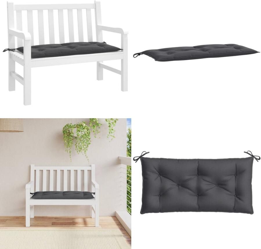 VidaXL Tuinbankkussen 100x50x7 cm stof gemêleerd antracietkleurig Tuinbankkussen Tuinbankkussens Tuinbank Kussen Buitenbankkussen