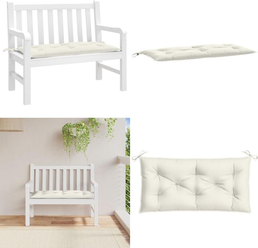 VidaXL Tuinbankkussen 100x50x7 cm stof gemêleerd crèmekleurig Tuinbankkussen Tuinbankkussens Tuinbank Kussen Buitenbankkussen