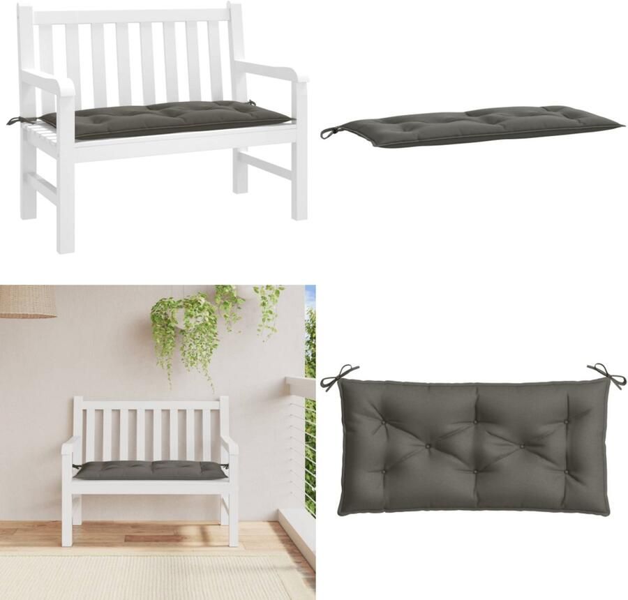 VidaXL Tuinbankkussen 100x50x7 cm stof gemêleerd donkergrijs Tuinbankkussen Tuinbankkussens Tuinbank Kussen Buitenbankkussen