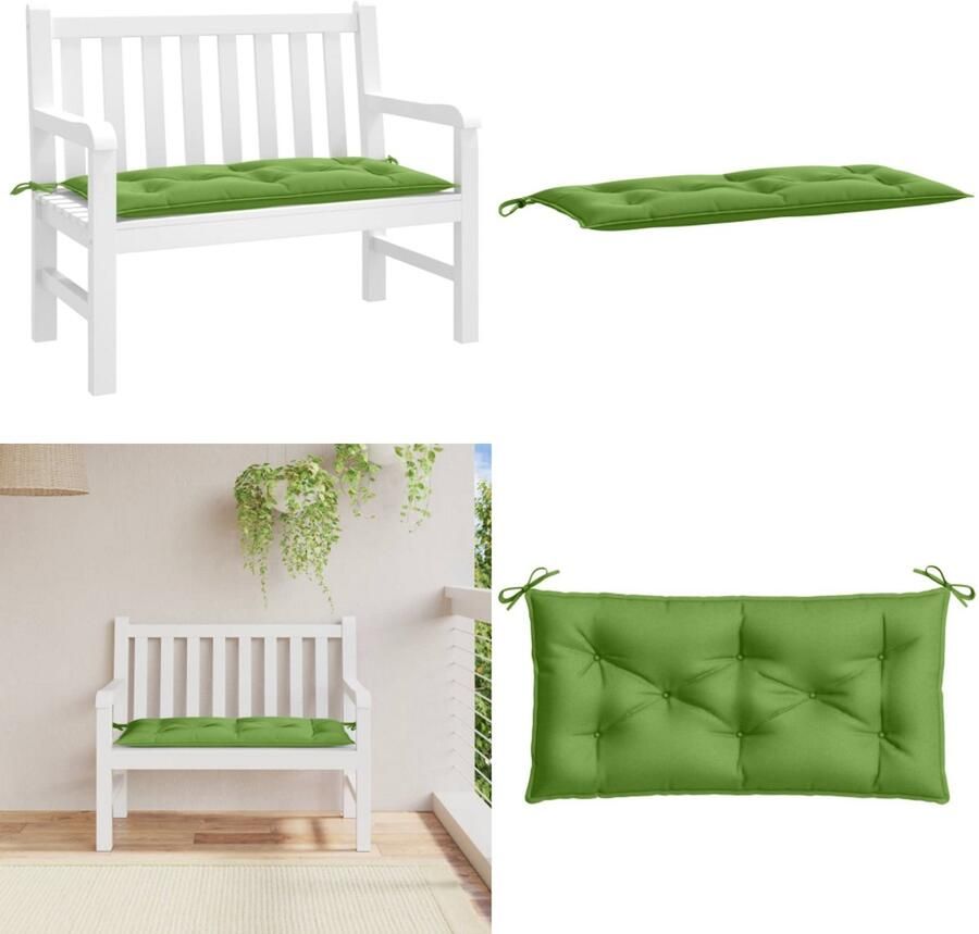 VidaXL Tuinbankkussen 100x50x7 cm stof gemêleerd groen Tuinbankkussen Tuinbankkussens Tuinbank Kussen Buitenbankkussen