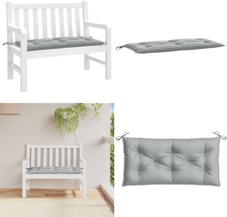 VidaXL Tuinbankkussen 100x50x7 cm stof gemêleerd lichtgrijs Tuinbankkussen Tuinbankkussens Tuinbank Kussen Buitenbankkussen