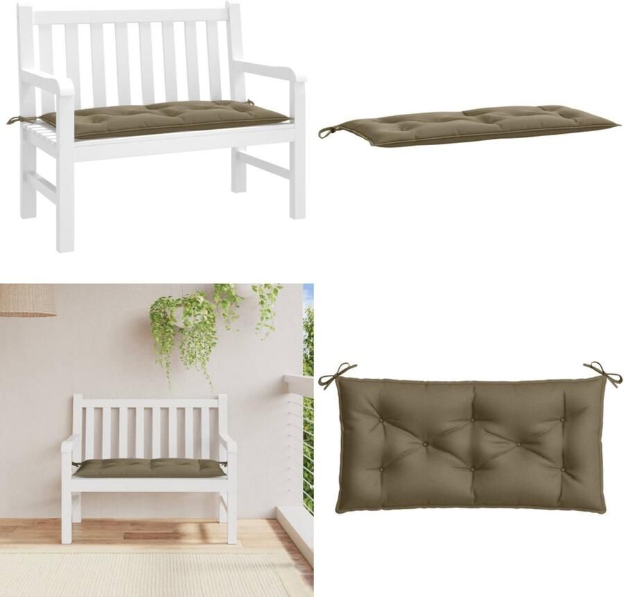 VidaXL Tuinbankkussen 100x50x7 cm stof gemêleerd taupe Tuinbankkussen Tuinbankkussens Tuinbank Kussen Buitenbankkussen