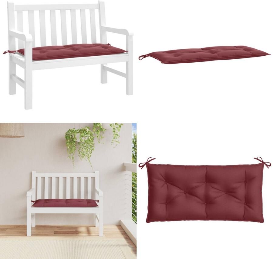 VidaXL Tuinbankkussen 100x50x7 cm stof gemêleerd wijnrood Tuinbankkussen Tuinbankkussens Tuinbank Kussen Buitenbankkussen