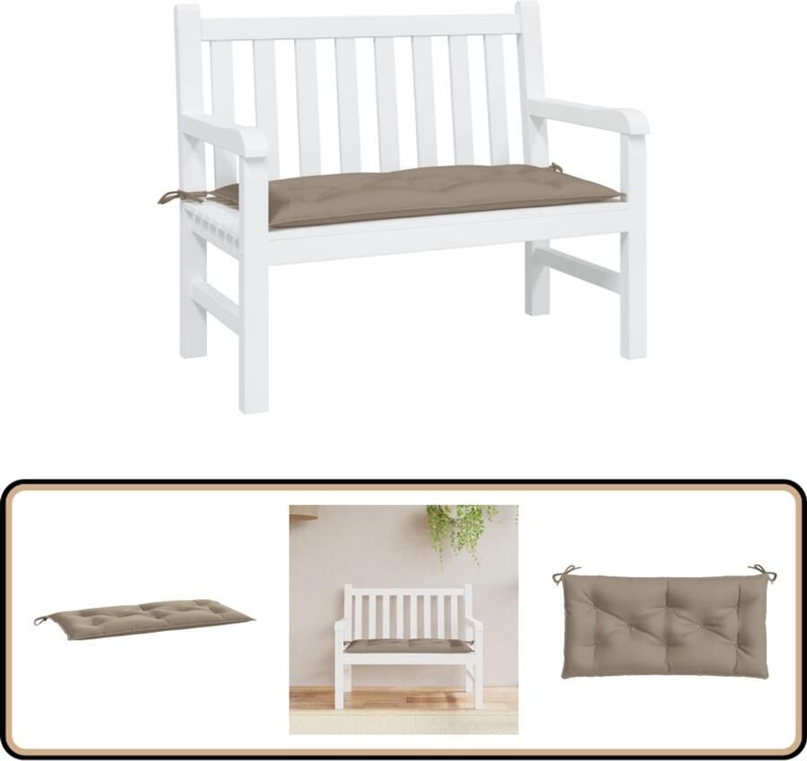 VidaXL Tuinbankkussen 100x50x7 cm Taupe Palletkussen Tuinstoel Outdoordecoratie Zitcomfort Watervast