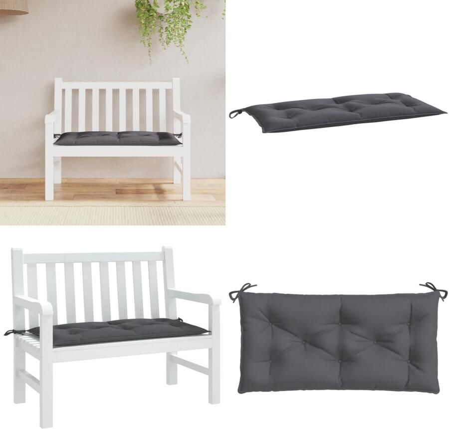 VidaXL Tuinbankkussen 110x50x7 cm oxford stof antracietkleurig Tuinbankkussen Tuinbankkussens Tuinbank Kussen Buitenbankkussen