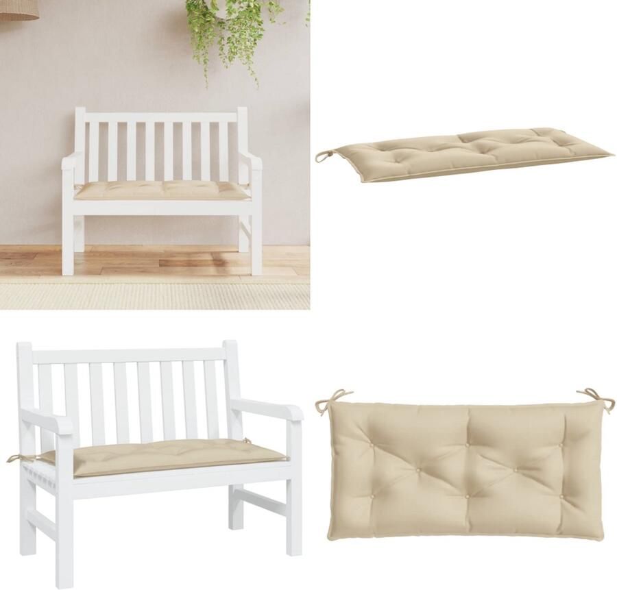 VidaXL Tuinbankkussen 110x50x7 cm oxford stof beige Tuinbankkussen Tuinbankkussens Tuinbank Kussen Buitenbankkussen