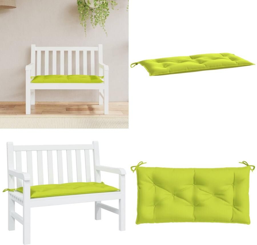 VidaXL Tuinbankkussen 110x50x7 cm oxford stof heldergroen Tuinbankkussen Tuinbankkussens Tuinbank Kussen Buitenbankkussen