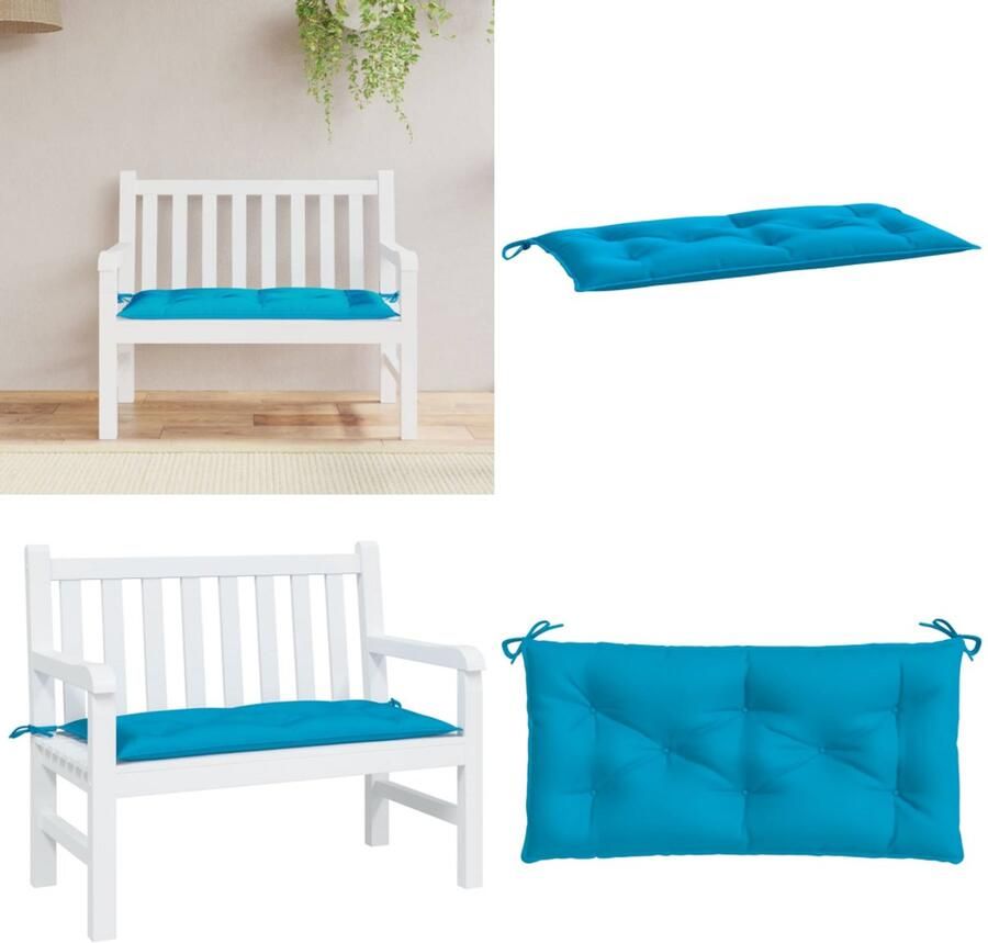 VidaXL Tuinbankkussen 110x50x7 cm oxford stof lichtblauw Tuinbankkussen Tuinbankkussens Tuinbank Kussen Buitenbankkussen