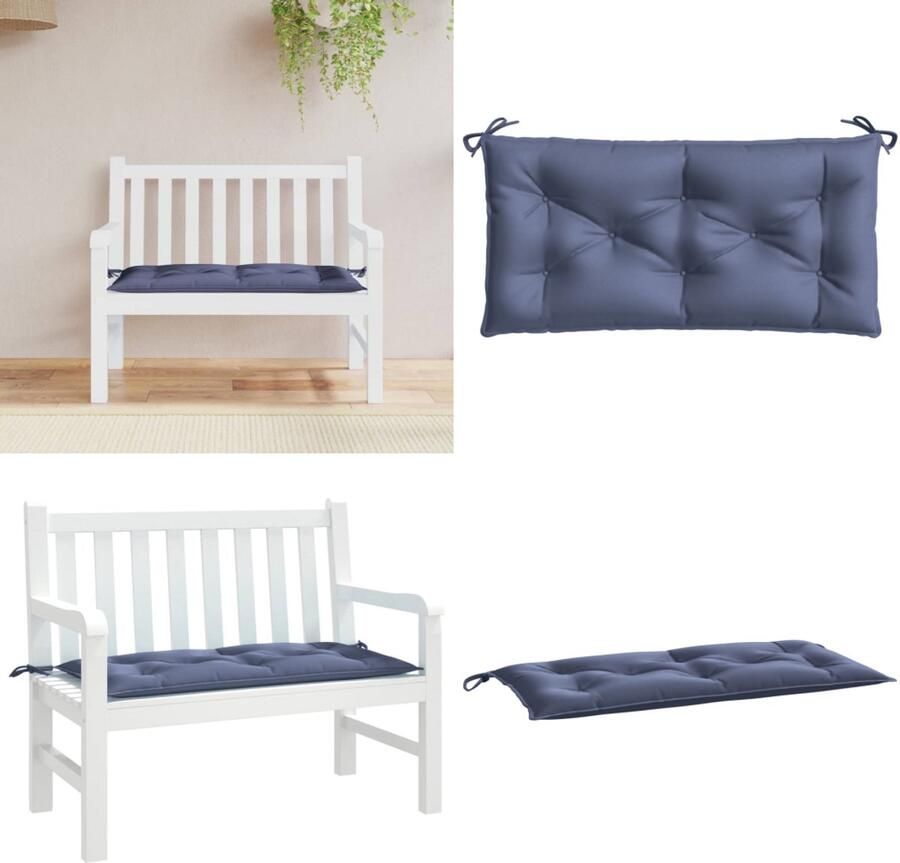 VidaXL Tuinbankkussen 110x50x7 cm oxford stof marineblauw Tuinbankkussen Tuinbankkussens Tuinbank Kussen Buitenbankkussen