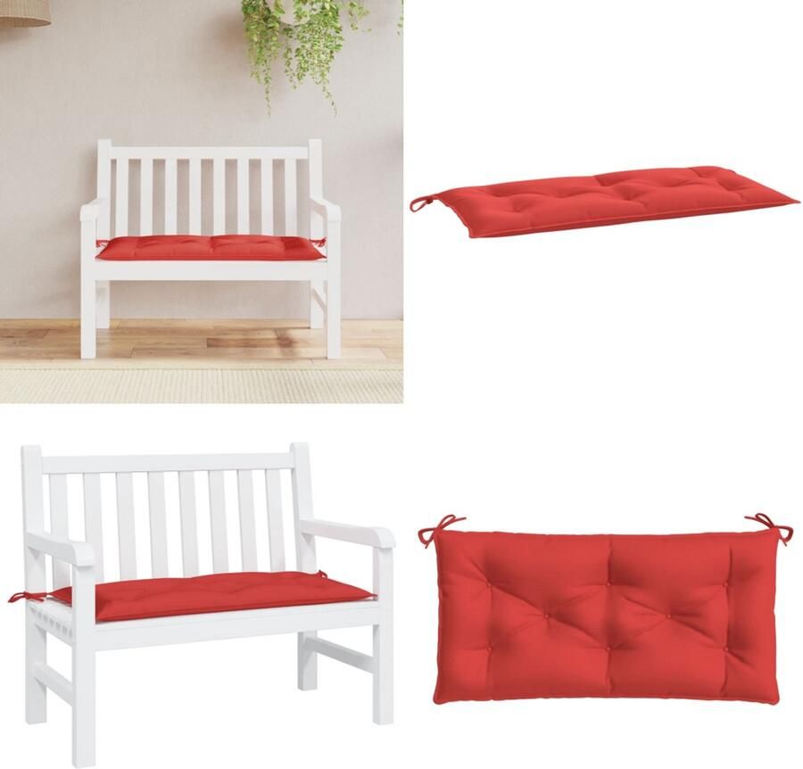 VidaXL Tuinbankkussen 110x50x7 cm oxford stof rood Tuinbankkussen Tuinbankkussens Tuinbank Kussen Buitenbankkussen