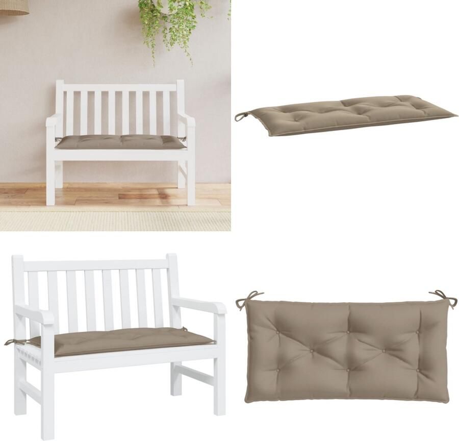 VidaXL Tuinbankkussen 110x50x7 cm oxford stof taupe Tuinbankkussen Tuinbankkussens Tuinbank Kussen Buitenbankkussen