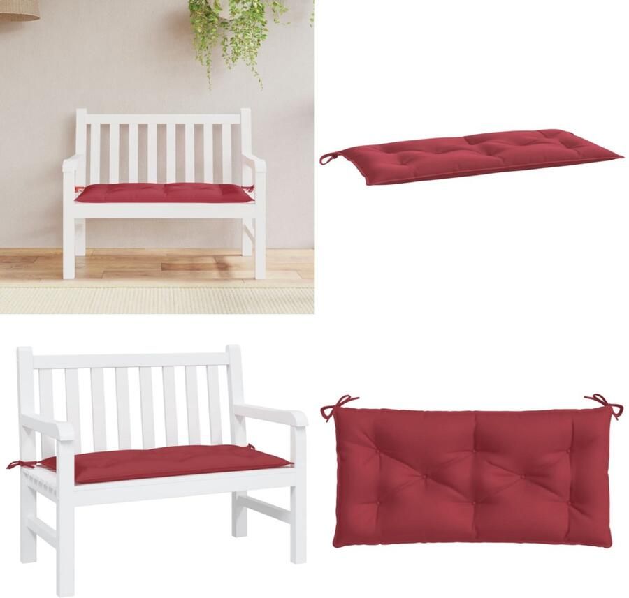 VidaXL Tuinbankkussen 110x50x7 cm oxford stof wijnrood Tuinbankkussen Tuinbankkussens Tuinbank Kussen Buitenbankkussen