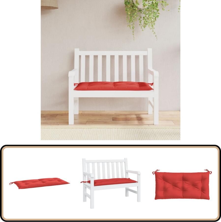 VidaXL Tuinbankkussen 110x50x7 cm Rood Tuinbankkussen Tuinbankkussens Tuinbank Kussen Buitenbankkussen