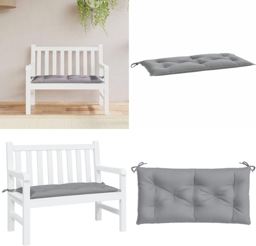 VidaXL Tuinbankkussen 110x50x7 cm stof grijs Tuinbankkussen Tuinbankkussens Tuinbank Kussen Buitenbankkussen