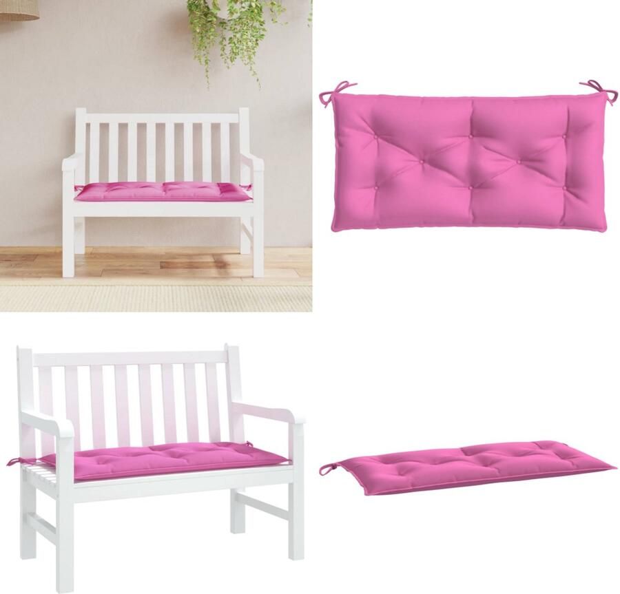 VidaXL Tuinbankkussen 110x50x7 cm stof roze Tuinbankkussen Tuinbankkussens Tuinbank Kussen Buitenbankkussen