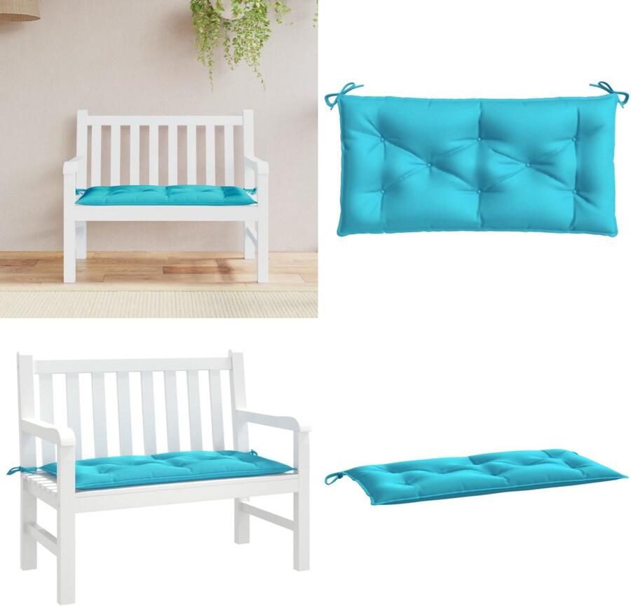 VidaXL Tuinbankkussen 110x50x7 cm stof turquoise Tuinbankkussen Tuinbankkussens Tuinbank Kussen Buitenbankkussen