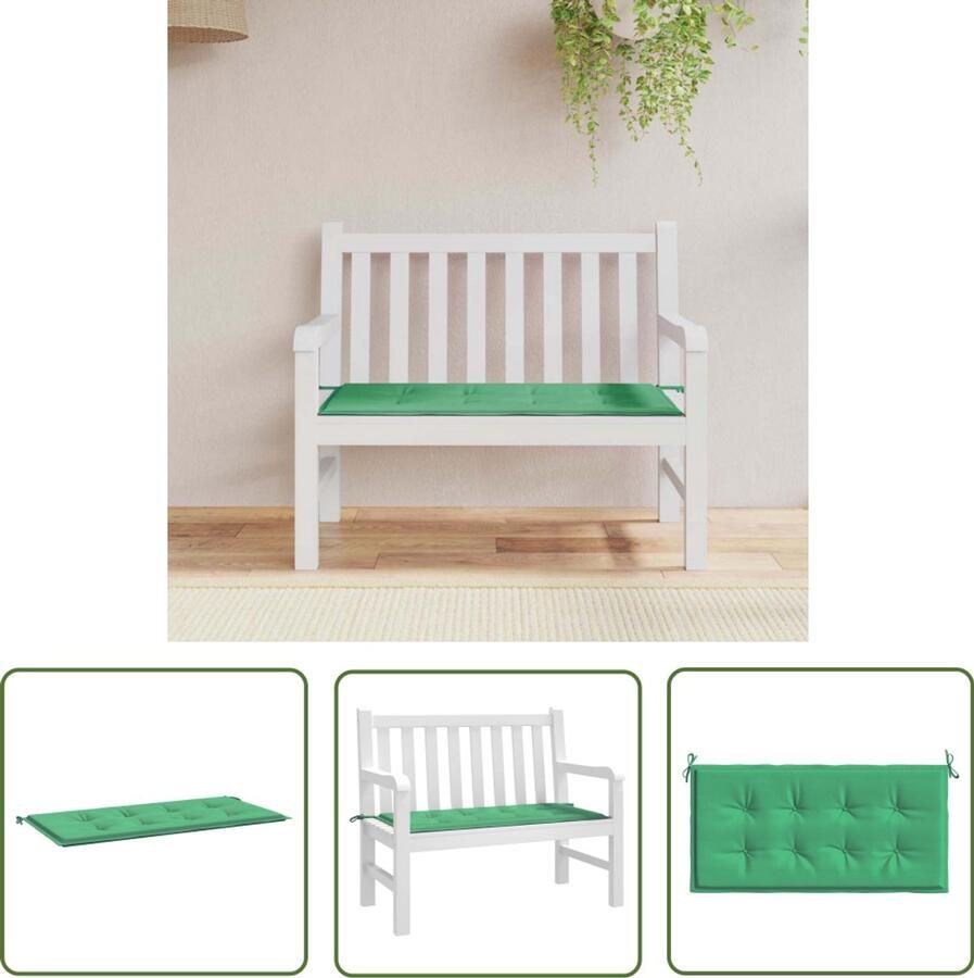 VidaXL Tuinbankkussen 120x50x3 cm Groen Tuinbankkussentje Buitenkussen Tuinkussen Lounge Kussen Balkon Kussen Zithoek Kussen Outdoor Kussen Watervast Kussen Groene Kussens