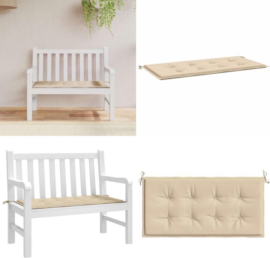 VidaXL Tuinbankkussen 120x50x3 cm oxford stof beige Tuinbankkussen Tuinbankkussens Tuinbank Kussen Buitenbankkussen