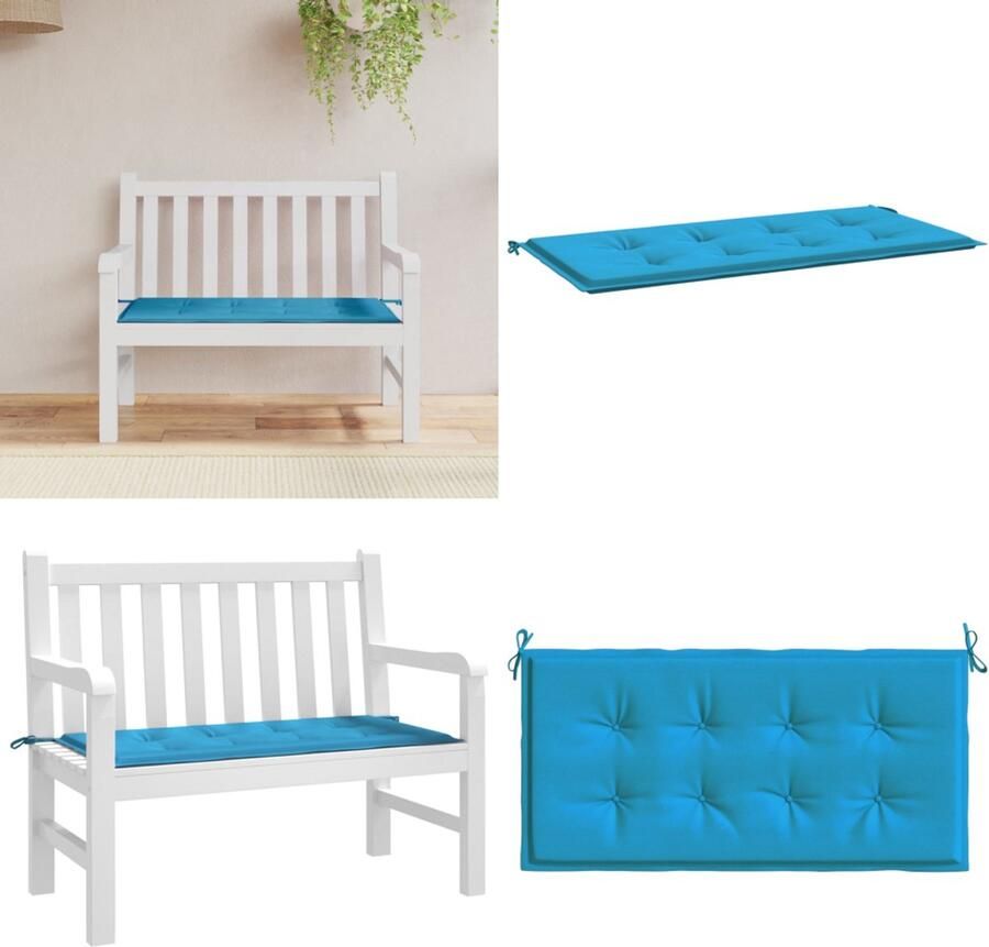 VidaXL Tuinbankkussen 120x50x3 cm oxford stof blauw Tuinbankkussen Tuinbankkussens Tuinbank Kussen Buitenbankkussen