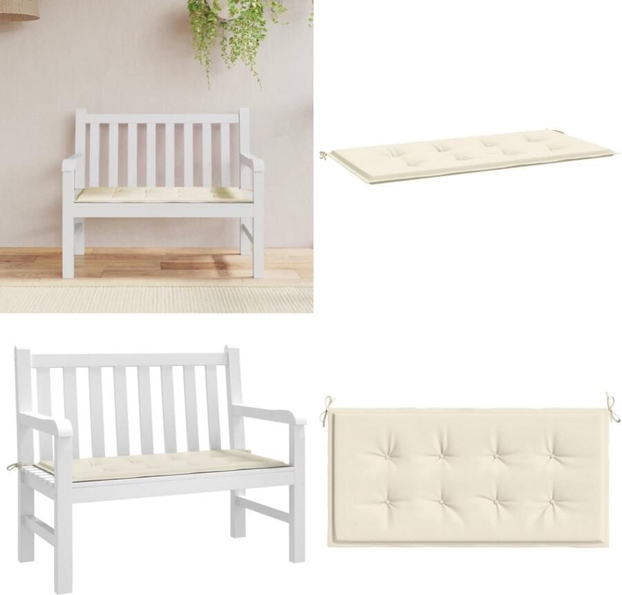 VidaXL Tuinbankkussen 120x50x3 cm oxford stof crèmekleurig Tuinbankkussen Tuinbankkussens Tuinbank Kussen Buitenbankkussen