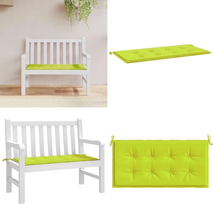 VidaXL Tuinbankkussen 120x50x3 cm oxford stof felgroen Tuinbankkussen Tuinbankkussens Tuinbank Kussen Buitenbankkussen