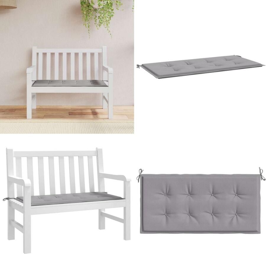 VidaXL Tuinbankkussen 120x50x3 cm oxford stof grijs Tuinbankkussen Tuinbankkussens Tuinbank Kussen Buitenbankkussen
