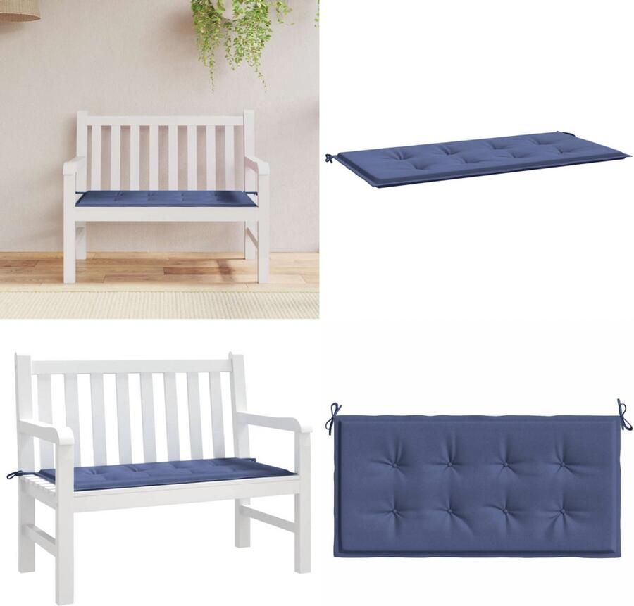 VidaXL Tuinbankkussen 120x50x3 cm oxford stof marineblauw Tuinbankkussen Tuinbankkussens Tuinbank Kussen Buitenbankkussen