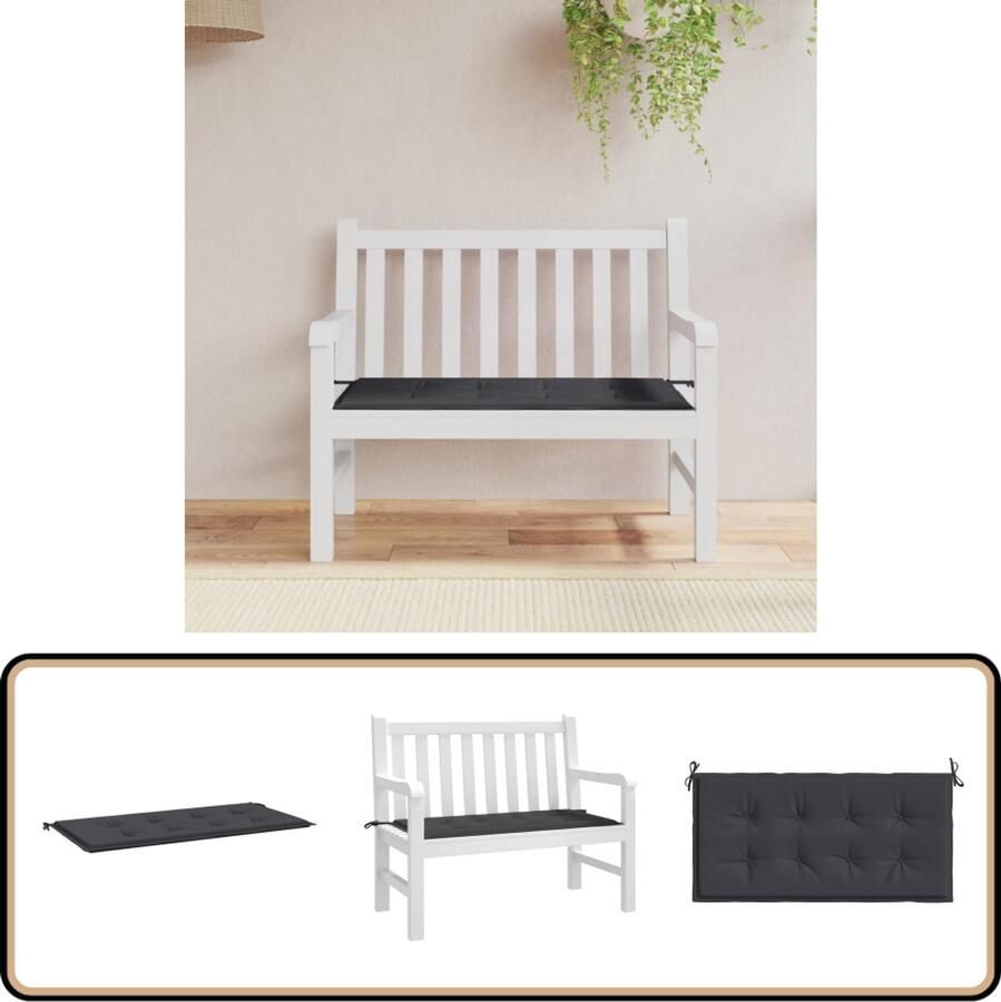 VidaXL Tuinbankkussen 120x50x3 cm Zwart Waterafstotend Tuinbankkussentje Buitenkussen Zitzak Lounge Kussen Balkondecoratie Tuindecoratie Outdoor Accessoires