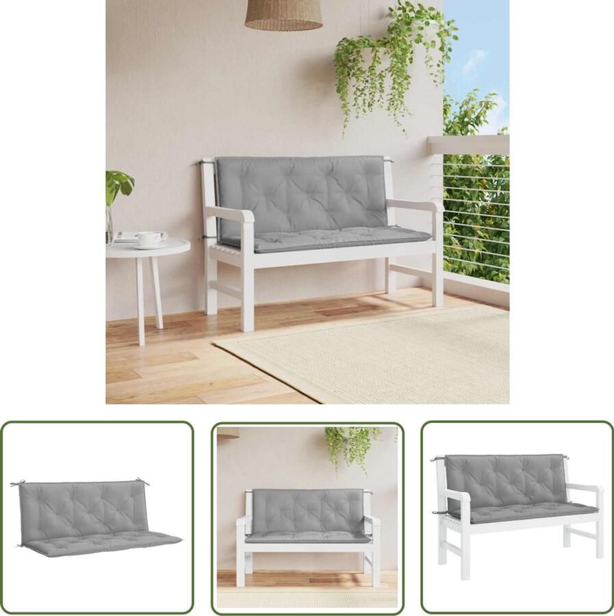 VidaXL Tuinbankkussen 120x50x7 cm Grijs Tuinbankkussentje Tuinkussen Outdoor Kussen Oxford Stof Grijze Kussens Balkondecoratie Lounge Set