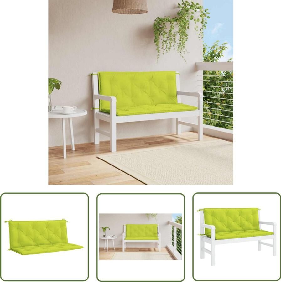 VidaXL Tuinbankkussen 120x50x7 cm Heldergroen Tuinbankkussentje Tuinkussen Buitenkussen Balkondecoratie Lounge Set Accessoires Groene Kussens