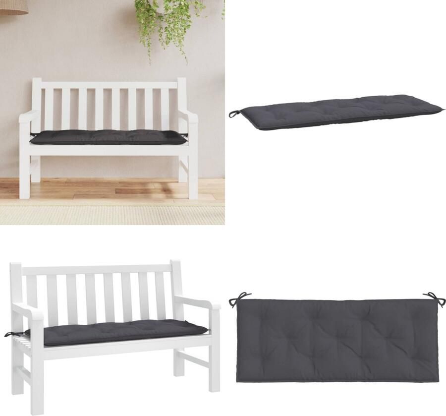 VidaXL Tuinbankkussen 120x50x7 cm oxford stof antracietkleurig Tuinbankkussen Tuinbankkussens Tuinbank Kussen Buitenbankkussen