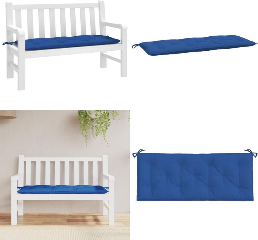 VidaXL Tuinbankkussen 120x50x7 cm oxford stof blauw Tuinbankkussen Tuinbankkussens Tuinbank Kussen Buitenbankkussen
