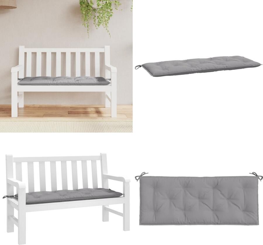 VidaXL Tuinbankkussen 120x50x7 cm oxford stof grijs Tuinbankkussen Tuinbankkussens Tuinbank Kussen Buitenbankkussen