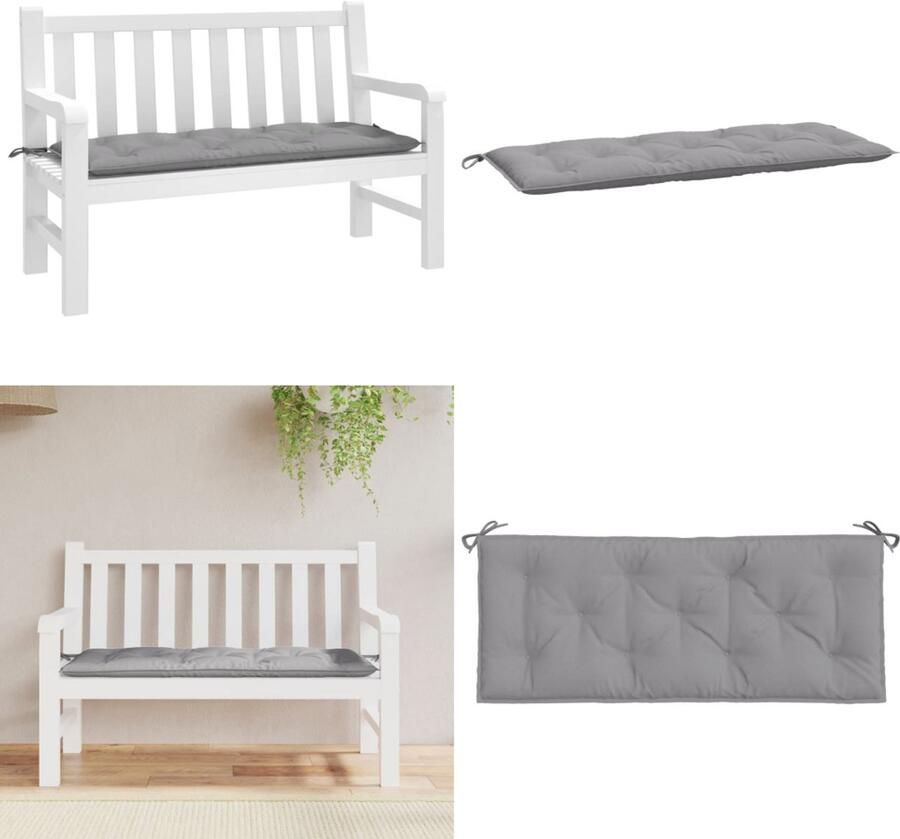 VidaXL Tuinbankkussen 120x50x7 cm oxford stof grijs Tuinbankkussen Tuinbankkussens Tuinbank Kussen Buitenbankkussen