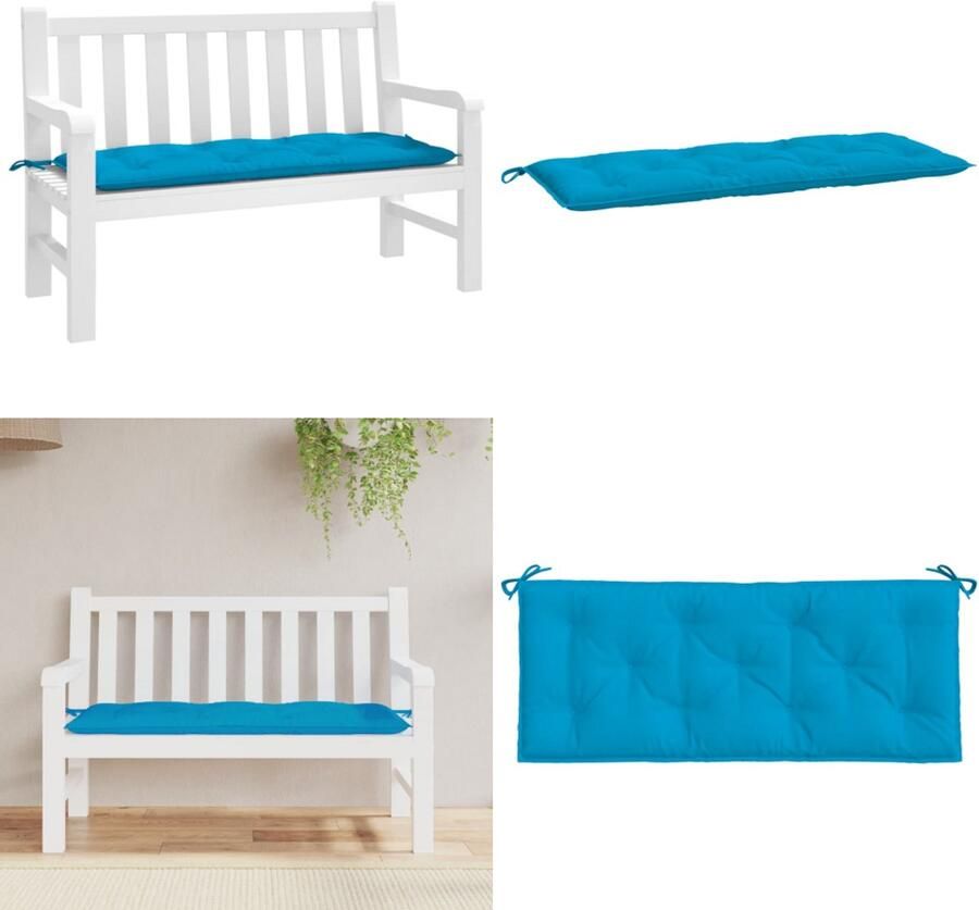 VidaXL Tuinbankkussen 120x50x7 cm oxford stof lichtblauw Tuinbankkussen Tuinbankkussens Tuinbank Kussen Buitenbankkussen