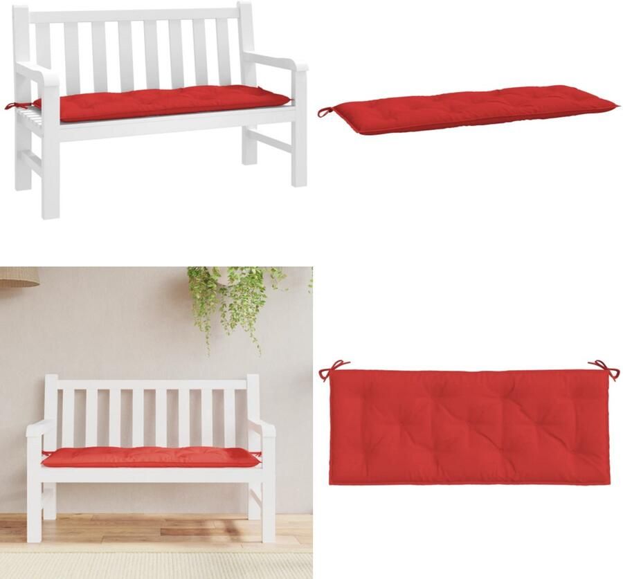 VidaXL Tuinbankkussen 120x50x7 cm oxford stof rood Tuinbankkussen Tuinbankkussens Tuinbank Kussen Buitenbankkussen