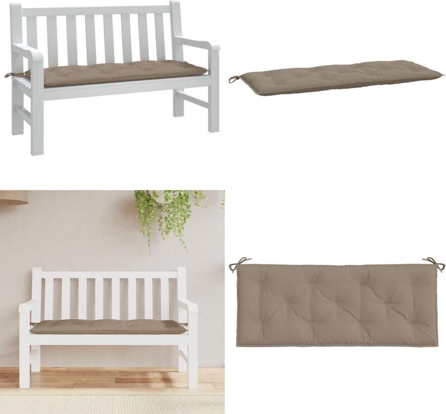 VidaXL Tuinbankkussen 120x50x7 cm oxford stof taupe Tuinbankkussen Tuinbankkussens Tuinbank Kussen Buitenbankkussen