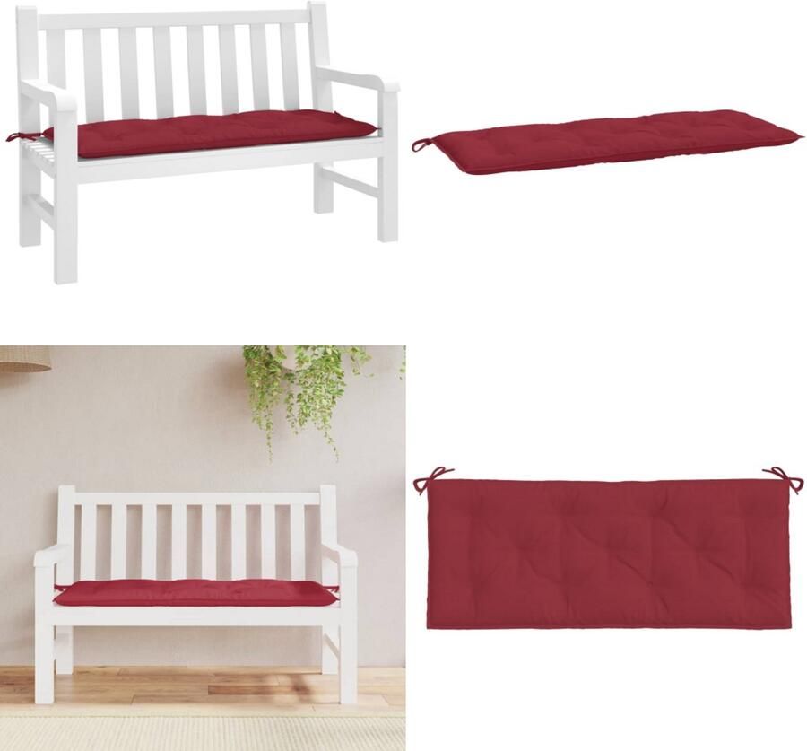VidaXL Tuinbankkussen 120x50x7 cm oxford stof wijnrood Tuinbankkussen Tuinbankkussens Tuinbank Kussen Buitenbankkussen