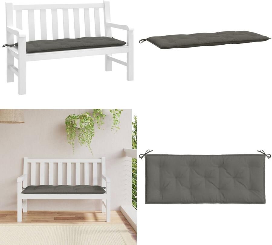 VidaXL Tuinbankkussen 120x50x7 cm stof gemêleerd donkergrijs Tuinbankkussen Tuinbankkussens Tuinbank Kussen Buitenbankkussen