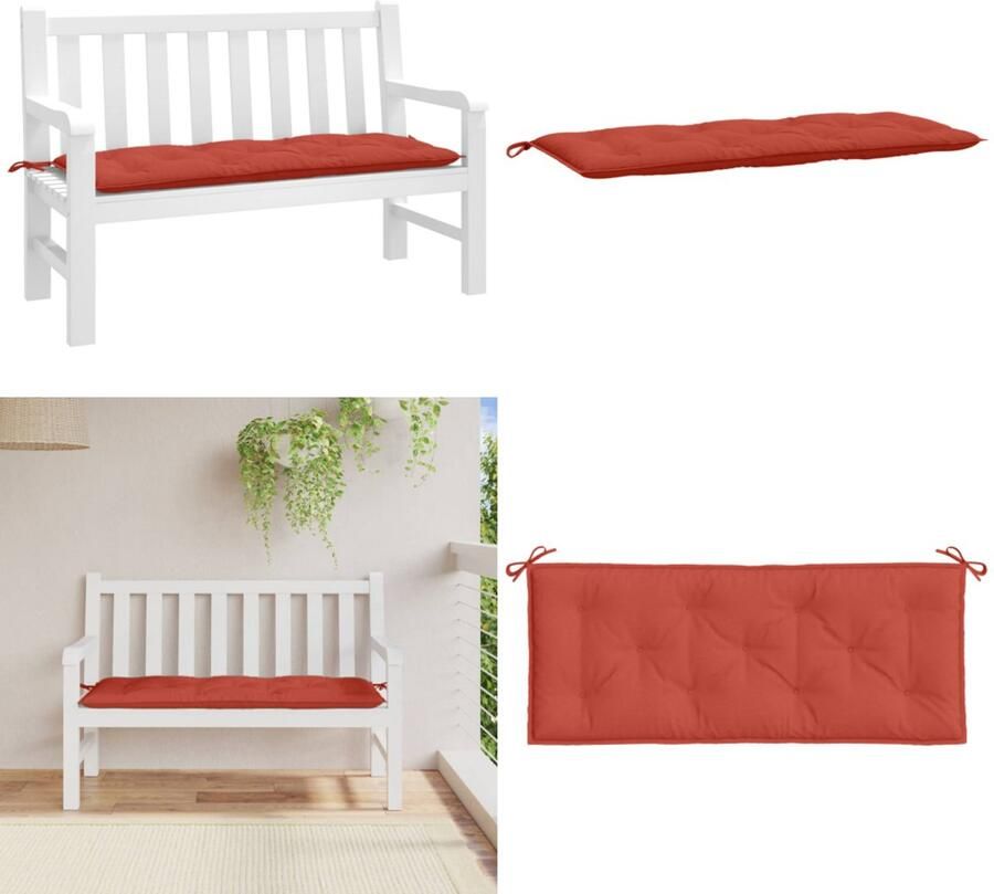 VidaXL Tuinbankkussen 120x50x7 cm stof gemêleerd rood Tuinbankkussen Tuinbankkussens Tuinbank Kussen Buitenbankkussen