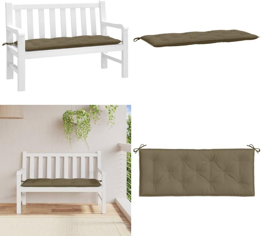 VidaXL Tuinbankkussen 120x50x7 cm stof gemêleerd taupe Tuinbankkussen Tuinbankkussens Tuinbank Kussen Buitenbankkussen