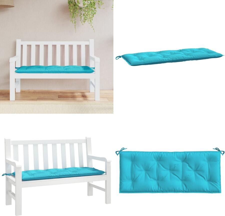 VidaXL Tuinbankkussen 120x50x7 cm stof turquoise Tuinbankkussen Tuinbankkussens Tuinbank Kussen Buitenbankkussen