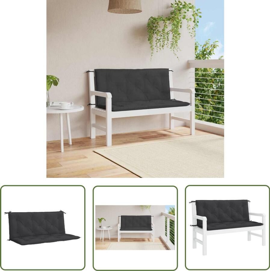 VidaXL Tuinbankkussen 120x50x7 cm Zwart Polyester Tuinbankkussentje Tuinkussen Outdoor Kussen Lounge Kussen Zithoek Kussen Garden Cushion Patio Cushions Waterproof Kussen