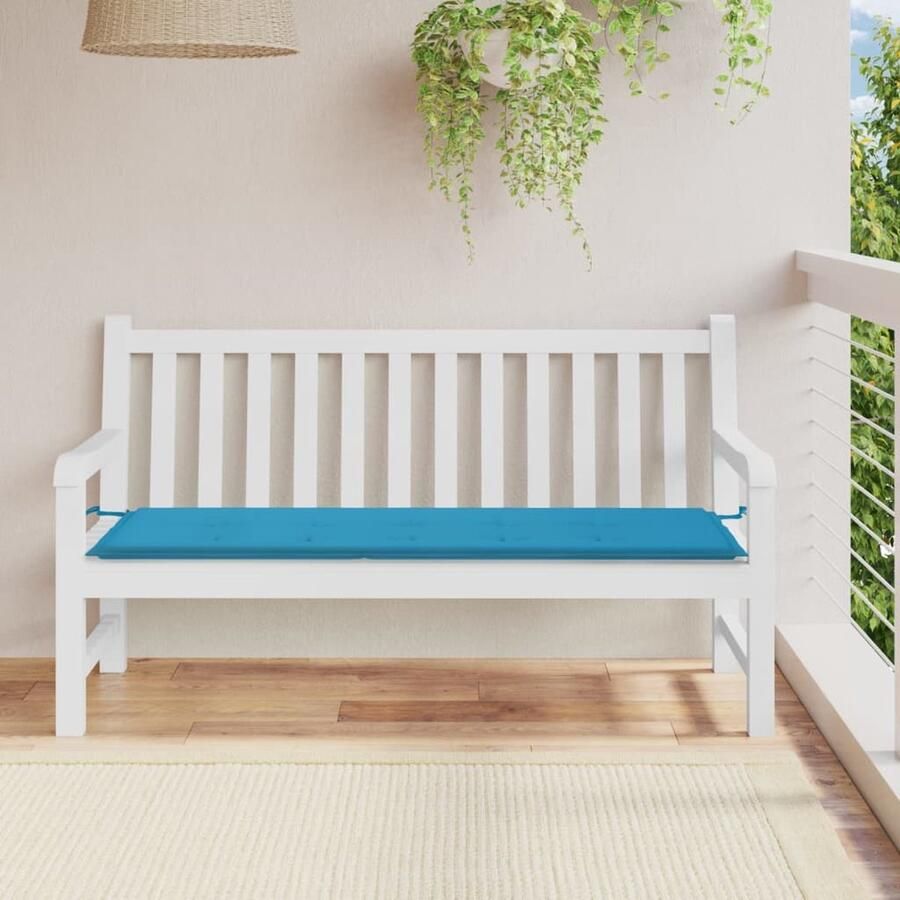 VidaXL Tuinbankkussen 150x50x3 cm Blauw Tuinbankkussentje Buitenkussen Lounge Kussen Balkon Kussen Tuinset Garden Furniture Outdoor Cushions - Foto 3
