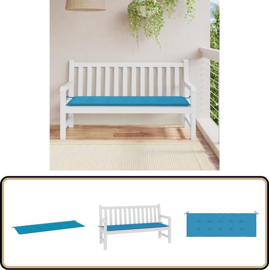 VidaXL Tuinbankkussen 150x50x3 cm Blauw Tuinbankkussentje Buitenkussen Lounge Kussen Balkon Kussen Tuinset Garden Furniture Outdoor Cushions
