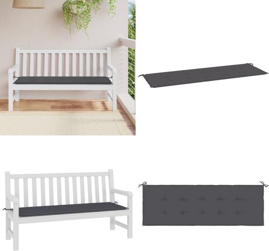 VidaXL Tuinbankkussen 150x50x3 cm oxford stof antracietkleurig Tuinbankkussen Tuinbankkussens Tuinbank Kussen Buitenbankkussen