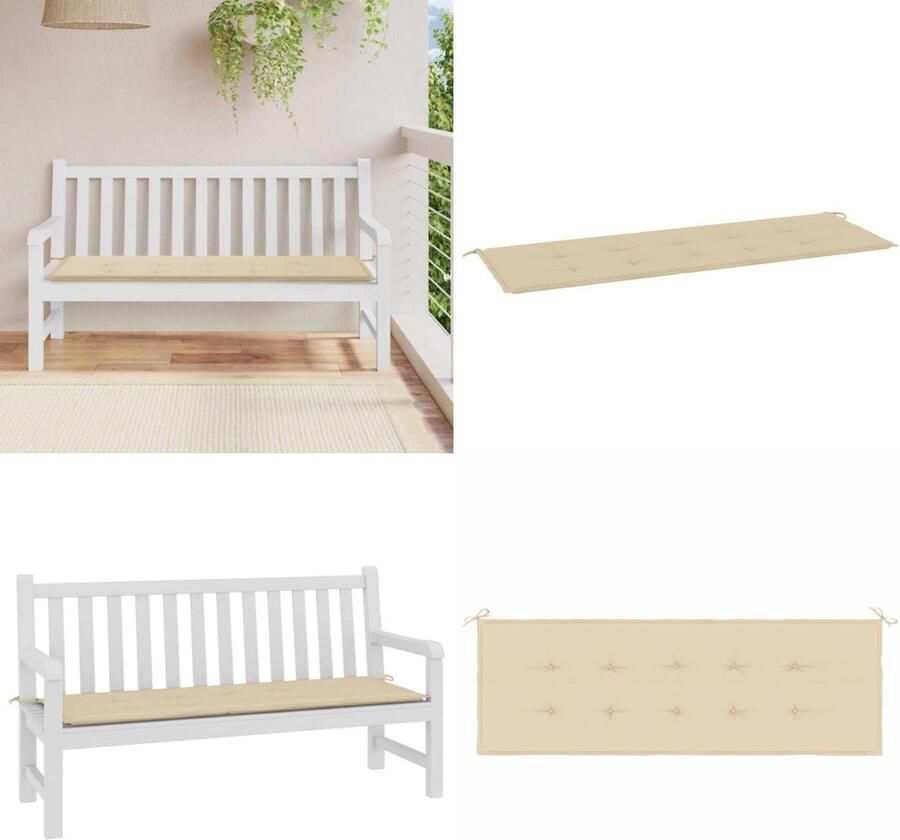 VidaXL Tuinbankkussen 150x50x3 cm oxford stof beige Tuinbankkussen Tuinbankkussens Tuinbank Kussen Buitenbankkussen