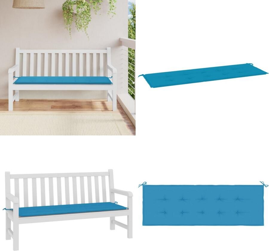 VidaXL Tuinbankkussen 150x50x3 cm oxford stof blauw Tuinbankkussen Tuinbankkussens Tuinbank Kussen Buitenbankkussen