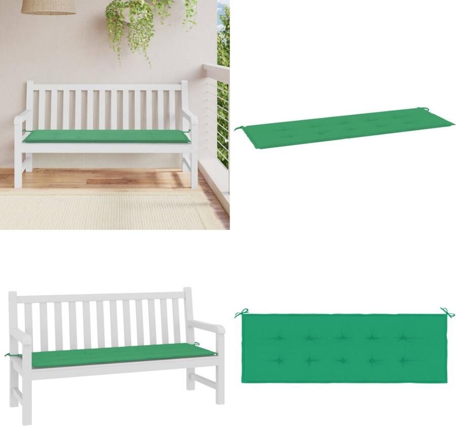 VidaXL Tuinbankkussen 150x50x3 cm oxford stof groen Tuinbankkussen Tuinbankkussens Tuinbank Kussen Buitenbankkussen