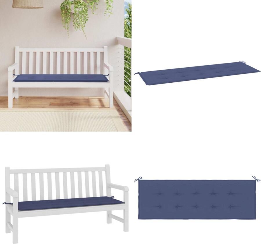 VidaXL Tuinbankkussen 150x50x3 cm oxford stof marineblauw Tuinbankkussen Tuinbankkussens Tuinbank Kussen Buitenbankkussen